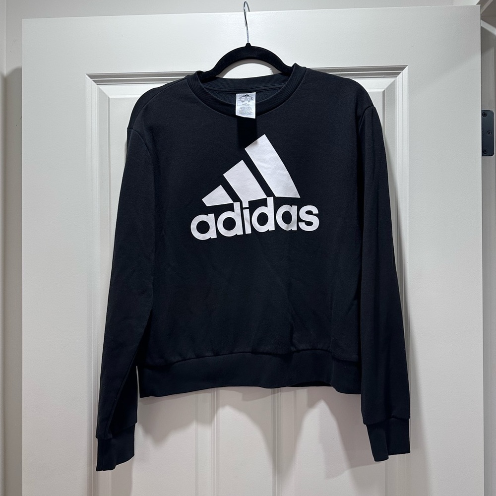 Adidas Women's Black Crewneck Sweatshirt, Size Small